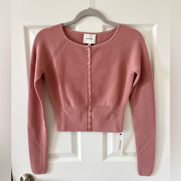 Reformation Blush Pink Ribbed Button-Up Cardigan - Picture 2 of 5